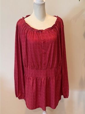 Red Tone Peasant Blouse